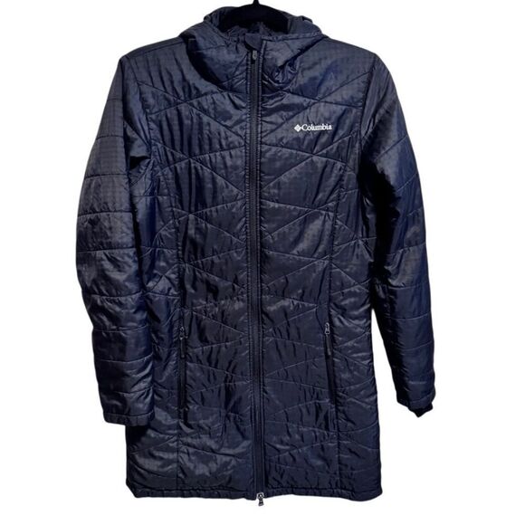 Columbia- Mighty Lite Black Long Line Hooded Puffer Jacket OmniHeat, Size Small - Picture 15 of 16